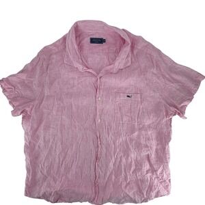Vineyard Vines Men's Pink Striped Linen Short Sleeve Button Down Shirt XXXLT